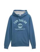 Hoodie With Print Tom Tailor Blue
