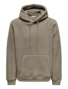 Onsemilio Reg Teddy Hoodie Sweat Vd ONLY & SONS Beige