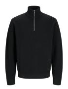 Jprblamilano Stitch Knit Half Zip Jnr Jack & J S Black