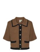 Yaskloma Ss Knit Cardigan S. YAS Brown