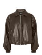 Pclara Padded Coated Bomber Jacket Pieces Brown