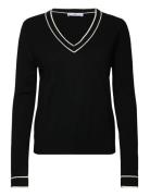 Contrasting V-Neck Sweater Mango Black
