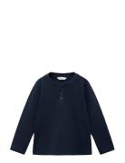 Long Sleeve Cotton T-Shirt Mango Navy