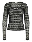 Kalorinda Ls Lace T-Shirt Kaffe Black