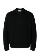 Slhphilip Ls Knit Relaxed Crew Neck Selected Black