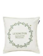 Wreath Linen/Cotton Logo Pillow Cover Lexington Home Cream