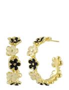 Calista Hoop Ivory/Black/Silver Bud To Rose Gold