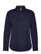 Cotton Stretch Regular Ls Shirt Tommy Hilfiger Navy