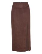 Dante Vegan Suede Midi Skirt Bardot Brown
