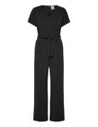 Stretch Crepe Jumpsuit With Belt Calvin Klein Black