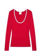 Ls Color Blocked Cotton Sweater Calvin Klein Jeans Red