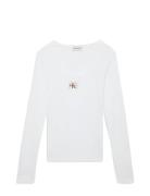 Ls Woven Label 2X2 Rib Scoop Nec Calvin Klein Jeans White