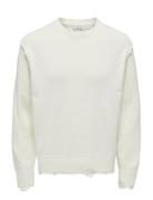 Onstune Rlx Ls Crew Neck Knit Life ONLY & SONS White