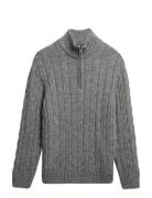 Jacob Cable Knit Half Zip Superdry Grey