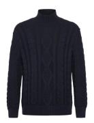 Slhuffe Ls Knit Relaxed Cable High Neck Selected Navy