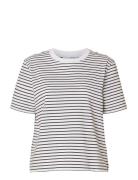 Slfessential Ss Striped Boxy Tee Noos Selected White