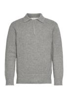 Slhcody Ls Knit Relaxed Half Zip Polo Selected Grey