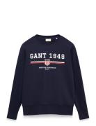 Graphic C-Neck Sweat GANT Navy