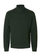 Slhtrevor Ls Knit Structure Roll Neck Selected Green