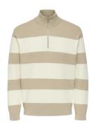 Onsphil Reg 12 Struc Half Zip Knit Noos ONLY & SONS Beige