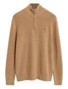 Cotton Merino Ribbed Half Zip GANT Beige
