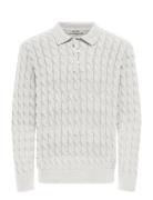 Onskicker Life Rlx Ls Cabel Polo Knit ONLY & SONS White