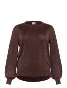Kcregitta Pleat Ls Pullover Kaffe Curve Brown