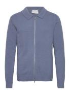 Lambswool L/S Cardigan With 2-Way Z Lindbergh Blue