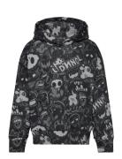 Sweatshirt Hood Aop Graffiti Lindex Black