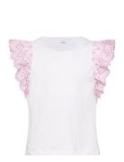 Top Jersey With Schiffly Sleev Lindex White