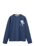 Printed Cotton-Blend T-Shirt Mango Navy