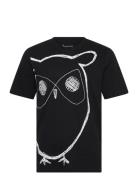 Big Owl Print Tee - Gots/Vegan Knowledge Cotton Apparel Black