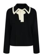 Yasjosie Ls Bow Knit Top S. YAS Black