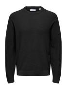 Onstony Ds 12 Ls Waffle Crew Knit Noos ONLY & SONS Black