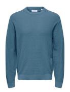 Onstony Ds 12 Ls Waffle Crew Knit Noos ONLY & SONS Blue