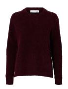 Slflulu Ls Knit O-Neck Noos Selected Burgundy