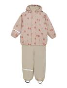 Rainwear Set - Aop, W. Fleece CeLaVi Beige