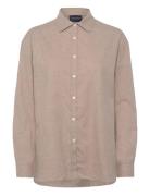 Casual Cotton Flannel Solid Shirt Lexington Clothing Beige