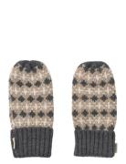Jacquard Mittens Haansi Wheat Grey