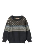 Jacquard Pullover Julius Wheat Navy