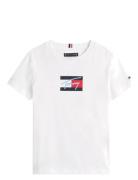 Tommy Script Flag Print Tee Ss Tommy Hilfiger White