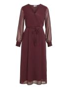 Vifalia V-Neck L/S Midi Dress - Noos/Dc Vila Burgundy