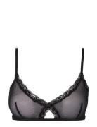 Mesh Lace Trim Triangle Bralette Understatement Underwear Black