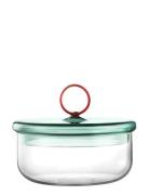 Loop Low Jar W Lid 12Cm, Clear/Teal/Amber Muurla Green