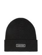 Patch Chunky Rib Cotton Beanie Calvin Klein Black