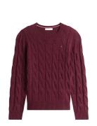 Soft Wool Cable C-Nk Ls Swt Tommy Hilfiger Burgundy