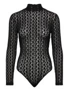 Vezza Floral Mesh Bodysuit Bardot Black