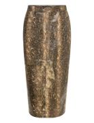Brandy Snakeskin Pu Midi Skirt French Connection Beige