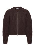 Bomber Cardigan Red Earth Melange Wool-40 Hope Brown