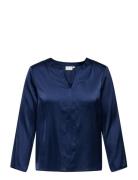 Carbrynja Ls V-Neck Top Wvn ONLY Carmakoma Navy